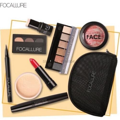 By ems or dhl 10sets FOCALLURE Makup Tool Kit 8 PCS Make up Cosmetics Including Eyeshadow Matte Lipstick With Makeup Bag