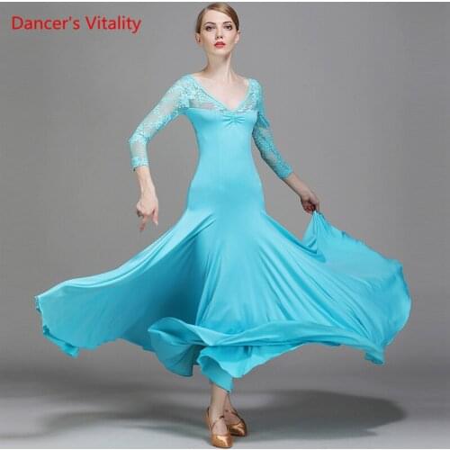 Professional sleeveless Waltz cha-cha Tango 2017 Modern Dance Dress Ballroom Dress Latin Dress Lace sleeve Dress S-XXL