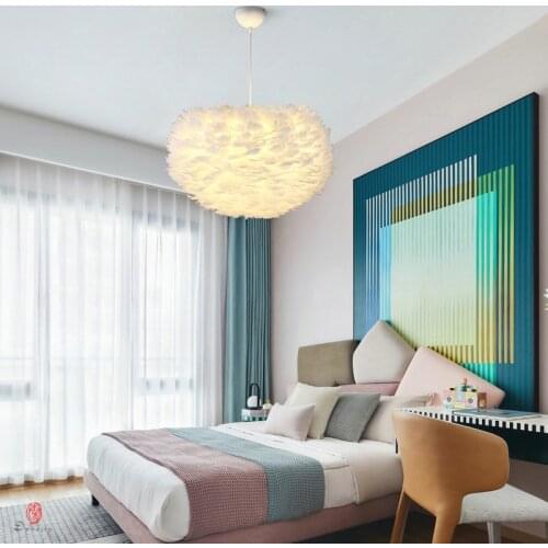 Feather Hanging Lights Handmade Plume Ball Pendant Lamp Europe Style Designer Decoration Fashion Hanging Fixture For Home Shop