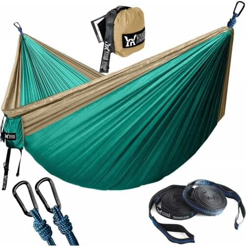 Portable Hammock Double Person Nylon Camping Hammock Survival Garden Hanging Sleeping Chair Travel Furniture Parachute Hammocks