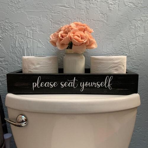 Please Seat Yourself Bathroom Toilet Tank Storage Box Sticker Decal Vinyl Home Decor