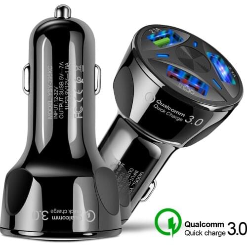 Qc3.0 Car Mobile Phone Charger Three USB Car Charger Fast Charge Car Charger 3.1A One Drag Three QC 3.0