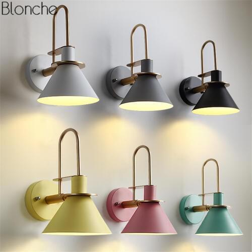 Modern Horn LED Wall Lamp Colorful Macarons Iron Wall Light Mirror Lights for Living Room Bedroom Kitchen Home Lighting Fixtures