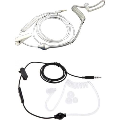 Spiral Hollow Flexible Air Acoustic Tube Stereo 3.5mm In Ear Anti-radiation Earphone Headset with Mic for Xiaomi iPhone Huawei
