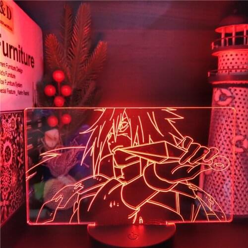 Uchiha Madara Anime Figure Naruto 3D Night Light Kawaii Room Decor Lighting Home Decoration Lights Luminaria Lampe Shippuden