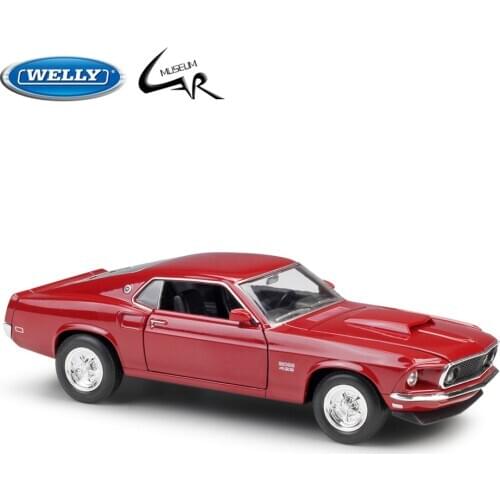 Welly 1:24 Scale Diecast Car 1967 Ford Mustang Boss 429 Model Car Alloy Toy Collection Children Christmas Gifts