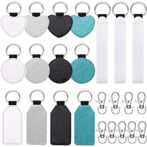 21Pcs Sublimation Blanks Keychains Kits Blank Sublimation Wristlet Lanyard Swivel Snap Hooks for DIY Tags Gifts