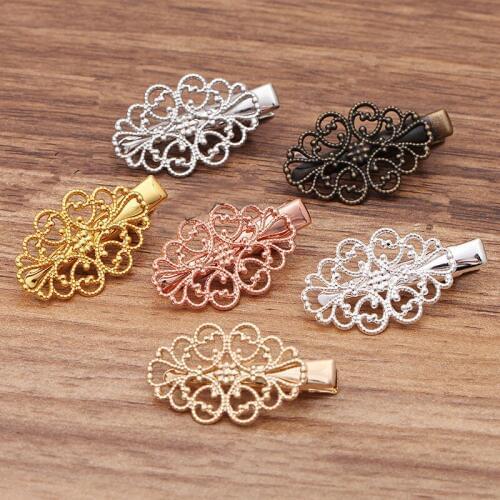40 PCS 22*32mm Hairgrips Copper Sheet Hair Clip Setting 6 Colors Plated Duck Clip DIY Jewelry For Women