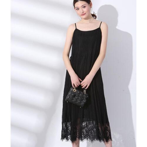 New OLGITUM Hot Sale Elegant Long Lace Dress Women 2020 Slash Neck Spaghetti Strap Lace Sleeveless Dress OL Women Vestidos DR735