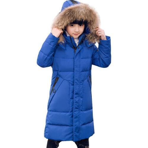Winter Boys Clothing Children Down Jacket Boys Parka Natural Fur Hooded Long Outerwear Coat Kids Clothes BC386