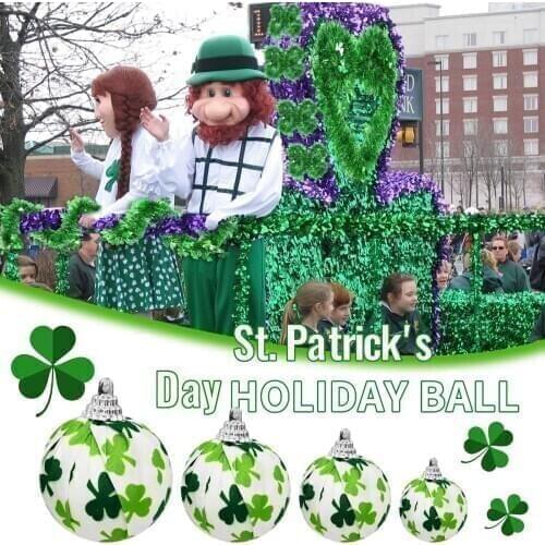1PC Clover Printed St. Patricks Day Party Decoration Ball Irish Festival Cloth Ball New Year Party Holiday DIY Decoration Balls