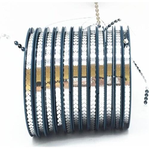 12pcs Garment parts sequins Size 5mm length 95meters/reel flat glitter Side hole sequin reel for Embroidery accessories