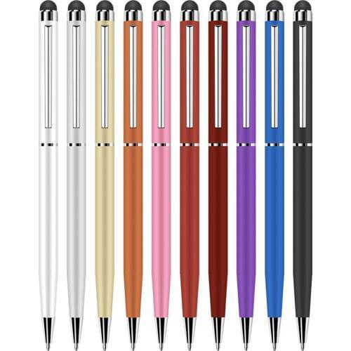 Touch Screen Stylus Pen Hot! 20pcs/Lot 2-in-1 Slim Ballpoint Pen for iPad iPhone Tablet Smartphones (Random Colors) Wholesale FS