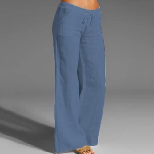 Women Pants High Waist Long Solid Straight Pant Wide Leg Pants Flared Trousers Slim Loose Casual Pants Femme