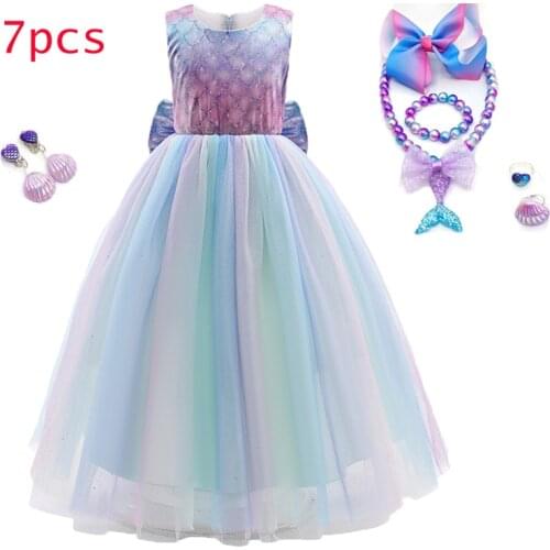 2021 New Fashion Princess Dress Girl Costume Set Party Cosplay Wedding Dress Kids Birthday Gift Dress For Girls 3-10 Year Old