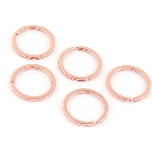 25mm Rose Gold Round Split Key Rings Key Chain Clasp Supply O Ring Metal Keyring Clip Jewelry Making Charm Leather Craft Key Fob