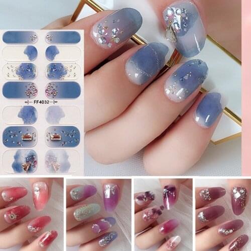 3D Watercolor Style Women Nail Art Stickers Full Cover Nails Sticker Designer Set Nail Accesoires Decoration Sliders Manicure