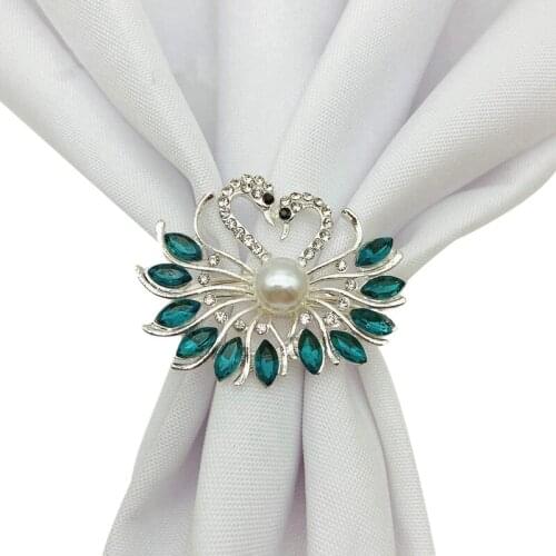 6 Pack Valentines Day Napkin Rings,Wedding Peacock Napkin Rings,Table Decorations For Valentines Day Wedding Christmas-ABUX