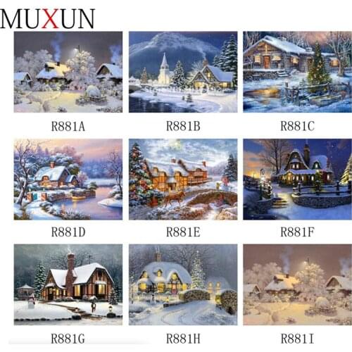 MUXUN 5D Diamond Painting Beautiful Snow Winter Landscape Diamond Embroidery All Drill Rhinestone Mosaic Picture Home Decoration