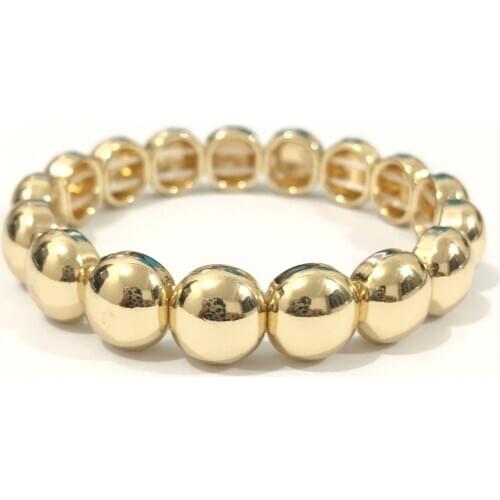 New Gold Bracelets for Man Women Beads Stackable Stretchy Tile Bracelet Beads Bracelets Punk Strand Bangles for Women Man