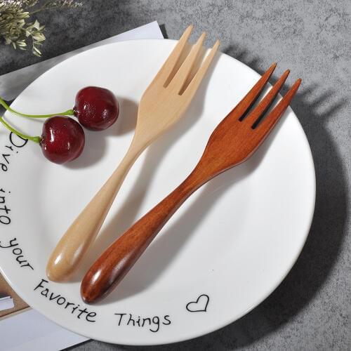 Wooden Fruit Fork Natural Plain Bamboo Kitchen Lunch Dinner Food Dessert Eating Fork Tableware Wood Food Sticks Pinchos Coctel