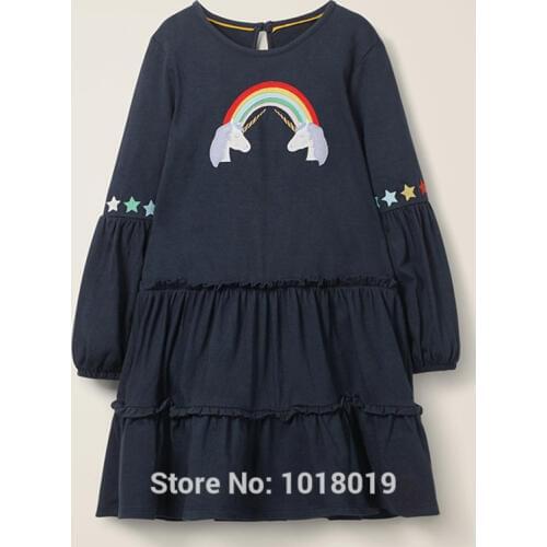 Baby Girls Dress Long Sleeve Children Clothing Baby Girl Clothes Girls Tops 1-7Y Spring Autumn 100% Cotton Bebe Kids Dresses Tee