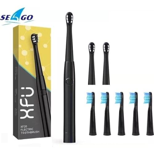 XFU Seago Electric Toothbrush Sonic Adult Battery Teeth Brush Holder with 3 Replacement Brush Heads Waterproof IPX7 Smart Time