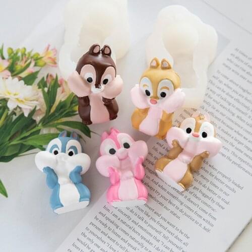 Diy Epoxy Mold Car Decoration Cute Squirrel Plaster Silicone Mold Food Grade Cake Mold Resin Mould Candle Making Soap Form