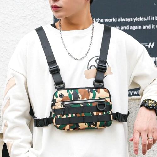 Camouflage Mens Tactical Chest Bag Hip Hop Vest Streetwear Cool Waist Pack Rig Bag For Men