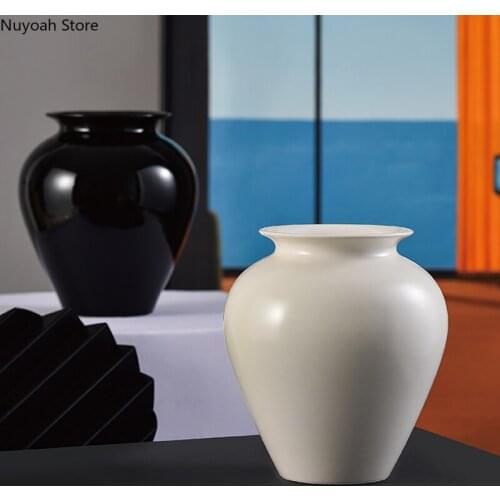 Chinese Style Wine Jar Shape Ceramic Vase Modern Floral Living Room Dried Flower Flower Arrangement Accessories Home Decoration