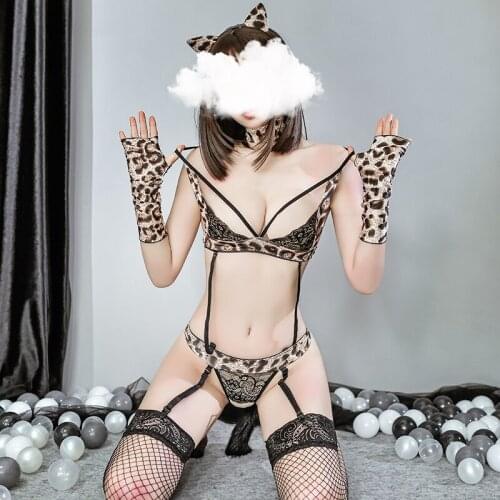 Leopard Bikini Set Bra Jumpsuit Underwear Nightdress Cosplay Sexy Lingerie for Women Erotic Porno Costume Outfit Slutty Clothes
