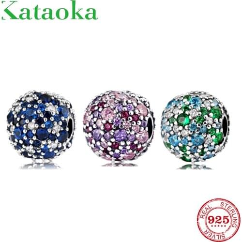 Hot 3 Color Fashion Women Clip DIY Beads 925 Sterling Silver with Sparking CZ Fit Original European Charm DIY Bracelet Jewelry