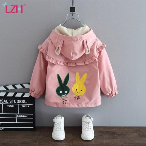 LZH 2021 Hooded Childrens Clothing From 1 To 6 Years Autumn Kids Coats Cardigans For Girl New Long Sleeve Baby Girls Trenchcoat