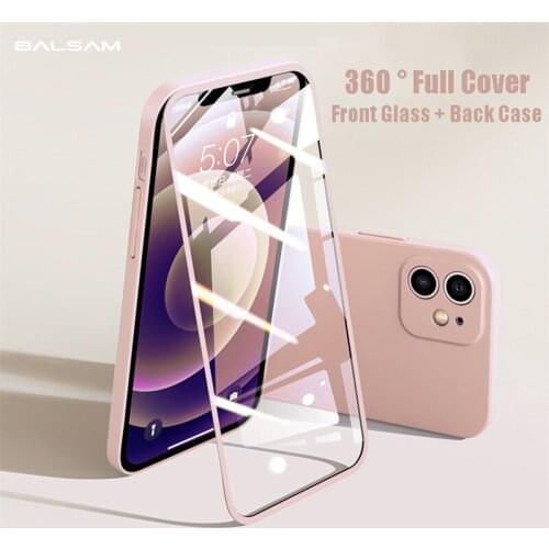 360 Full Protection Matte Shockproof Case For iPhone 11 12 Pro XS Max Mini X XR 7 8 Plus SE2 Front Tempered Glass+Back PC Cover
