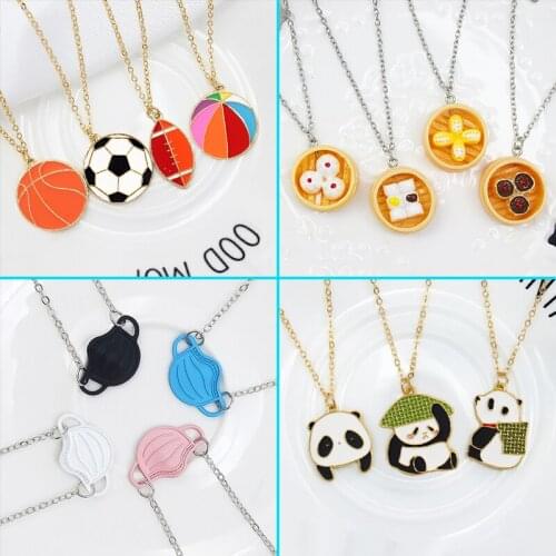 Fashion Panda Food Ball Face mask Necklace Football Basketball Rugby Animal Panda Pendant Necklace For Women Collier Jewelry