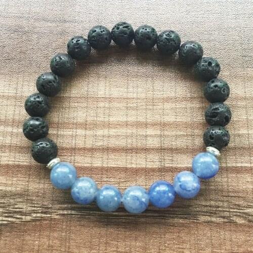 Fashion Bracelet For Men and Women Blue Stone Lava Stone Bracelet Healing Jewelry Intention Bracelets Mala Beads Jewelry Yoga