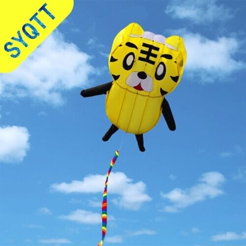 Soft Tiger Kite Outdoor Sports Flying Tools Children Gifts Automatic Inflatable Kite Animal Kite Long Tail Preventing Tearing