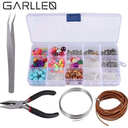 GARLLEN Jewelry Making Accessory DIY Kit Flat Nose Plier + Various Beads DIY Hand Tool For Repairing Necklace Bracelet Earring