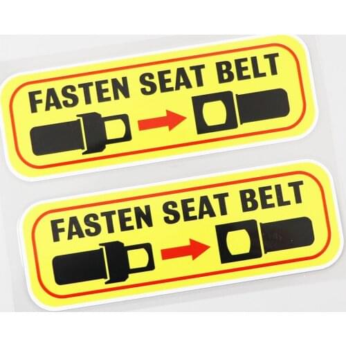 LLY-1285 2X Fasten Seat Belt Car Sticker Caution Safety Strap Applique PVC Auto Body Decoration Accessories Waterproof Decal