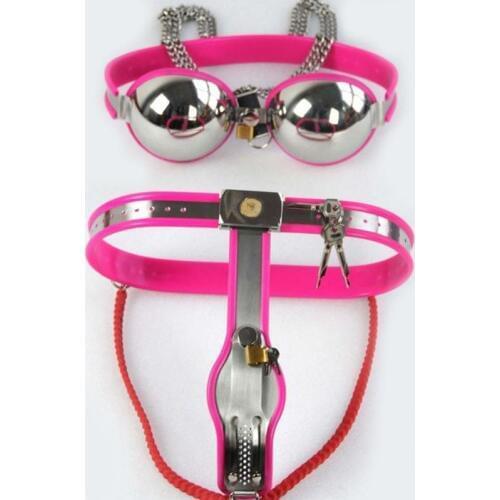 Stainless Steel Female Chastity Belt Bondage 2pcs/Set(Chastity Lock Pants+Bra) Cbt BDSM Sex Toys For Woman Adult Sexy Lingeries