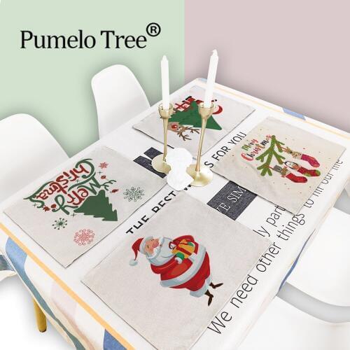Happy New Year Christmas Ornament Gifts 2019 Snow Polyester Placemat 42*32cm Xmas Elk Christmas Decora Kerst Decoratie 2020 Noel