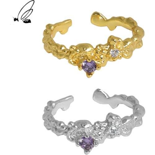 SSTEEL 925 Sterling Silver Korean Design Micro Zircon Opening Ring Gift For Womens Minimalist Gold Rings Engagement Jewellery