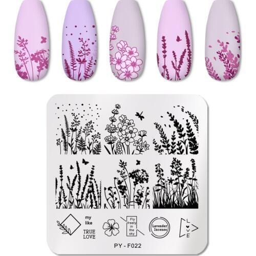 PICT YOU Square Nail Stamping Plates Flower Nail Art Stamp Template Design DIY for Stainless Steel Nail Stencil Tools