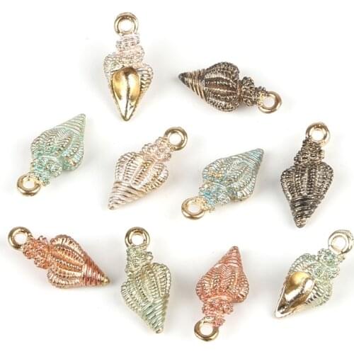 2020 10pcs/lot 20mm Multicolor Alloy Enamel Conch Shell Charm Pendant For Bracelet Necklace Jewelry Making DIY Earring Findings