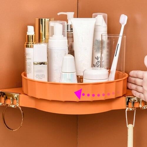 Hole Free Bathroom Bathroom Triple-Cornered Shelf Corner Wall Wall Washroom Toilet Makeup Storage Rack
