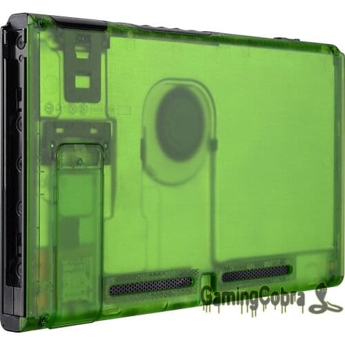 EXtremeRate Custom Transparent Clear Green Console Backplate Replacement Housing Shell Case for NS Switch Console with Kickstand