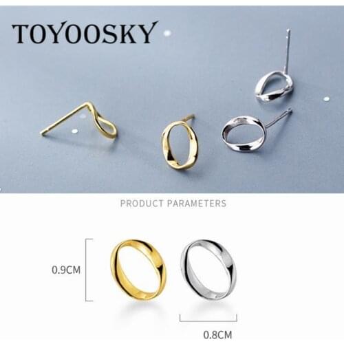 Real 925 Sterling Silver Fashion Contracted OL Style Letter O Shape Stud Earrings For Daughter Girls Women Jewelry
