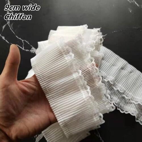 College Style Double Layer Chiffon Pleated Stretch Lace Fabric DIY Short Skirt Fluffy Hem Pet Scarf Home Textile Sofa Decoration
