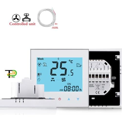 24V 95-240V 2P Refrigeration Heat 3-Speed Fan Thermostat Controller for Dual Sensor Detection Valve Switch/Proportional Output
