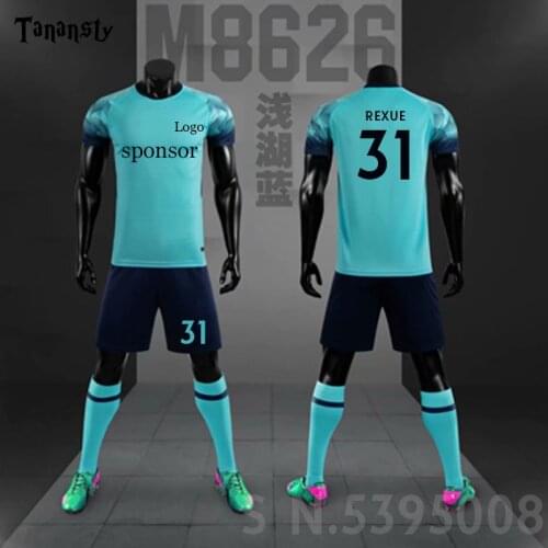DIY Adult Kids Football Jerseys Soccer Clothes Sets Short Sleeve Children Football Uniforms Soccer Tracksuit Customize Jersey
